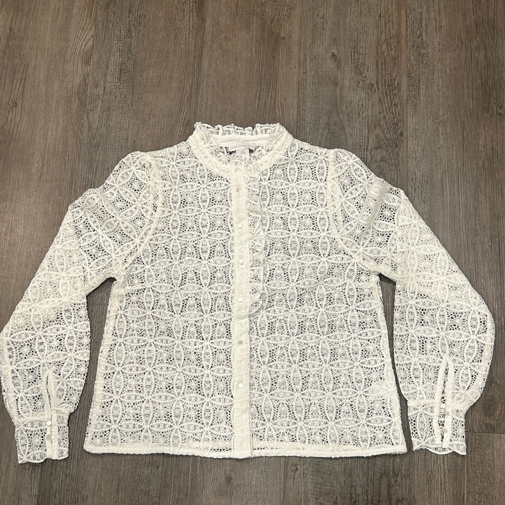 New House of Harlow 1960 Lace Button Front Blouse Top - Picture 7 of 7